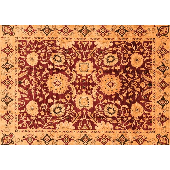 Ahgly Company Indoor Rectangle Abstract Orange Modern Area Rugs, 2' x 4'