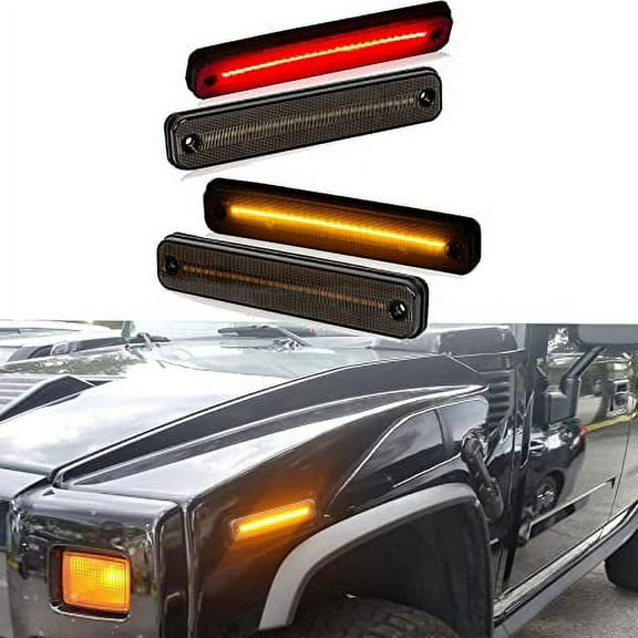 Kojem LED Side Marker Light for 2003-2009 Hummer H2 Front Rear Fender Lamp Turn Signal Lights Lamps Left Right 4Pcs Replaces 25952319