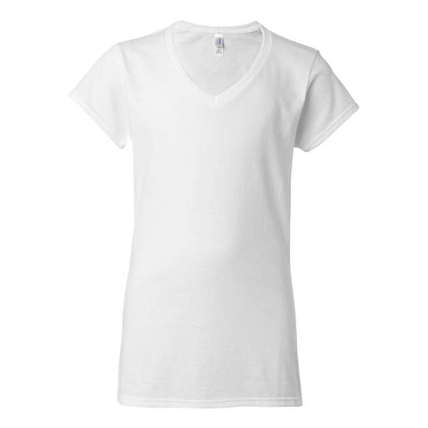 Gildan Softstyle - Camiseta con cuello en V para mujer, 20F, color blanco, grande Gildan 64V00L