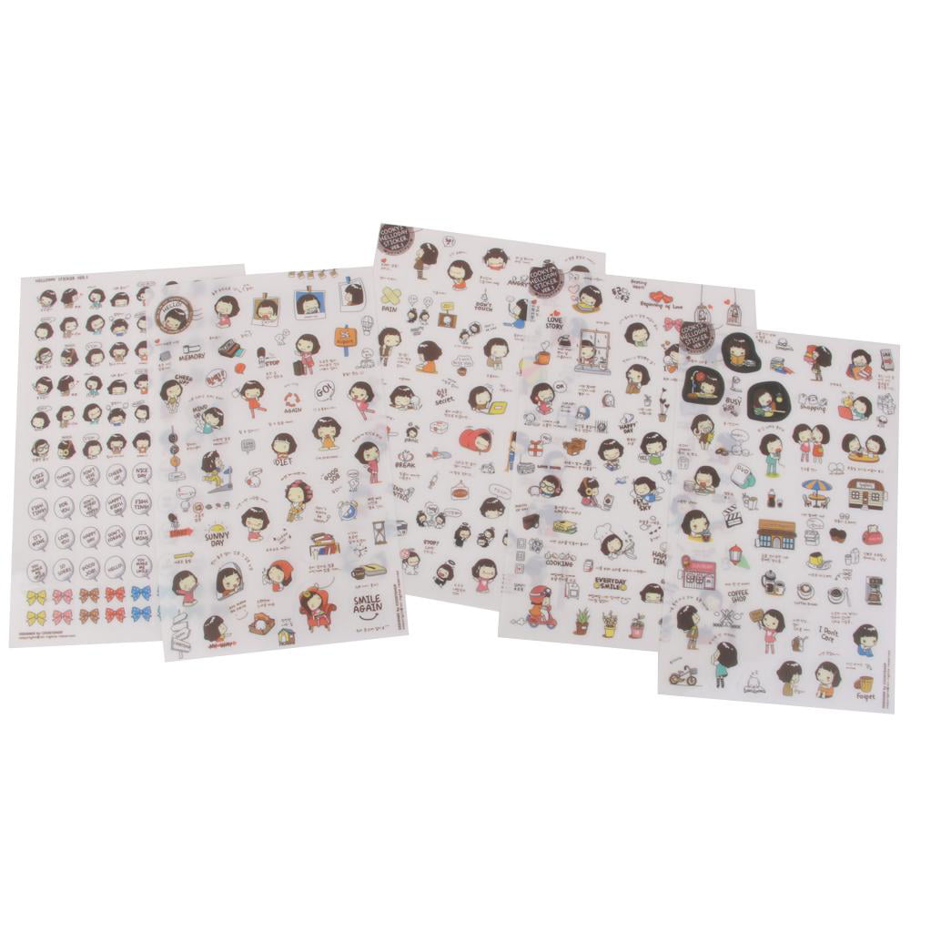 11 Sheets Self Adhesive Korean Stickers Sticky for DIY Journal Diary Planner 