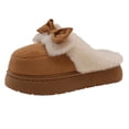 thumbnail image 1 of Nuevas zapatillas de mujer de terciopelo con lazo y suela gruesa de tacón plano de otoño e invierno | Zapatillas peludas modernas, sencillas y ligeras., 1 of 5