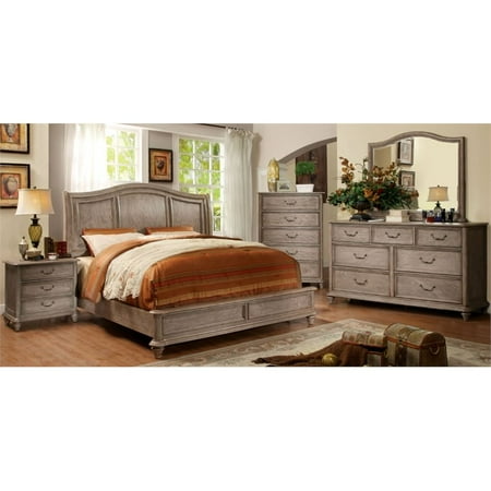Furniture Of America Calpa 4 Piece California King Bedroom Set In Rustic Gray
