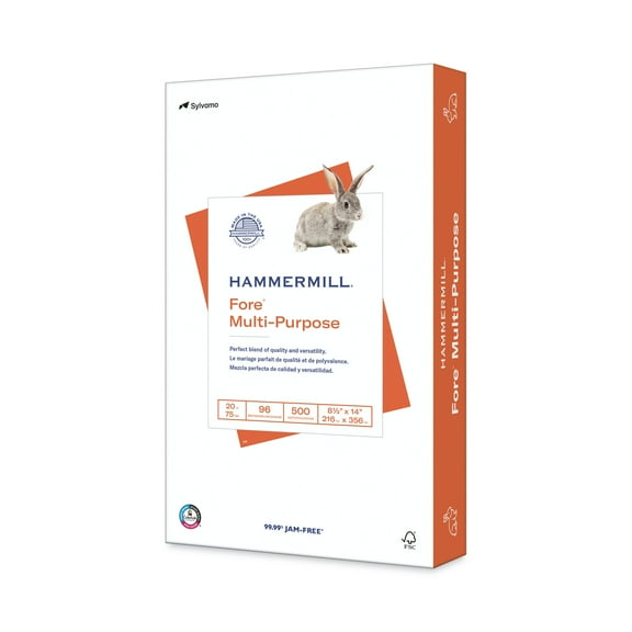Hammermill Printer Paper, 20lb Fore Multipurpose, 8.5x14, White, 1 Ream, 500 Sheets
