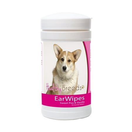 healthy breeds dog ear cleansing wipes for cardigan welsh corgi - over 80 breeds  removes dirt, wax, yeast  70 count  easier than drops, wash, solutions  helps prevent infections and