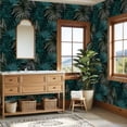 thumbnail image 4 of Peel and Stick Wallpaper Tropical Palm Leaves Teal Gold Black Wall Mural 23.6in x 9.8ft Self Adhesive Removable Wall Paper Renter Friendly Wallpaper for Nursery Bedroom Cabinets, 4 of 8