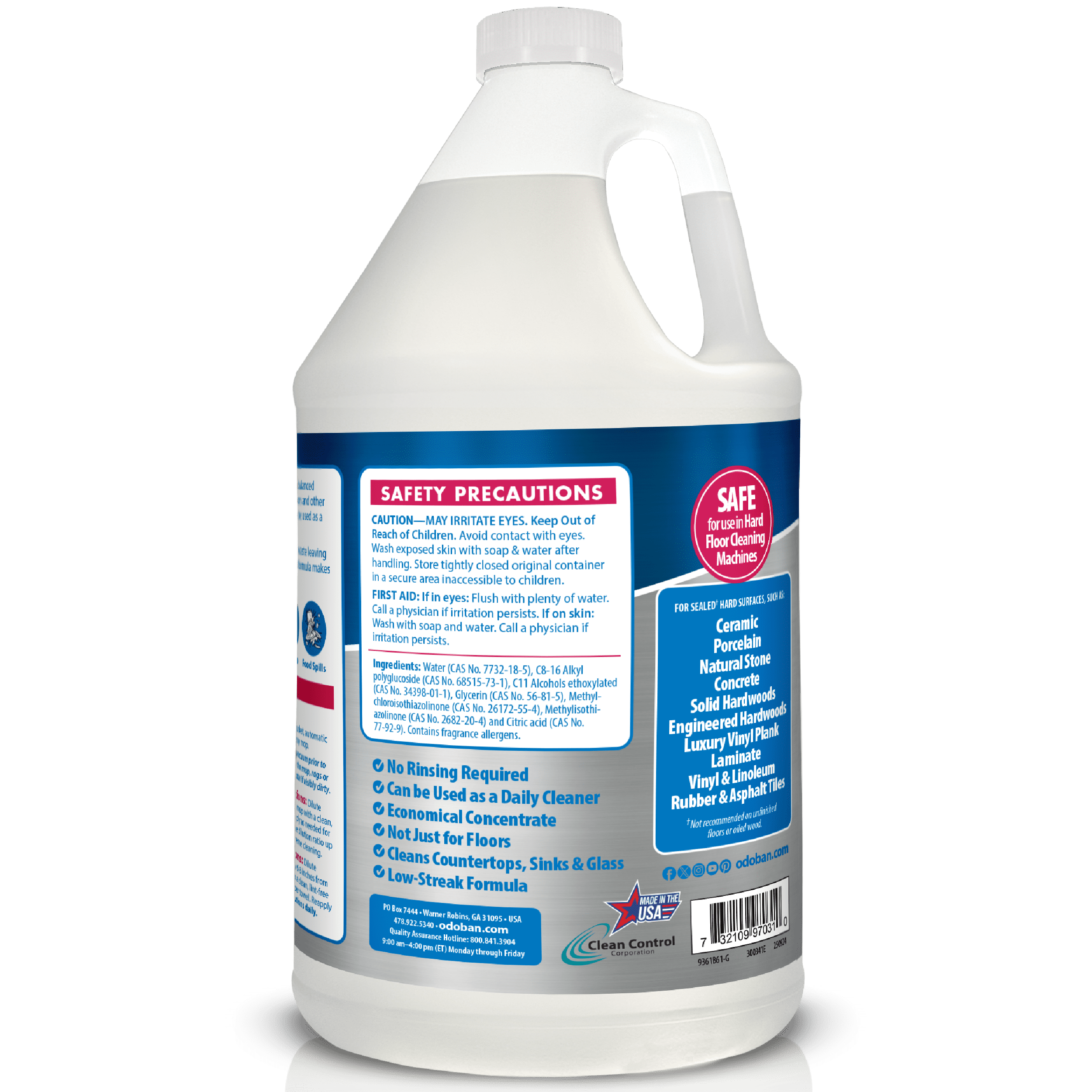 OdoBan No Rinse Neutral pH Floor Cleaner Concentrate, 1 Gallon