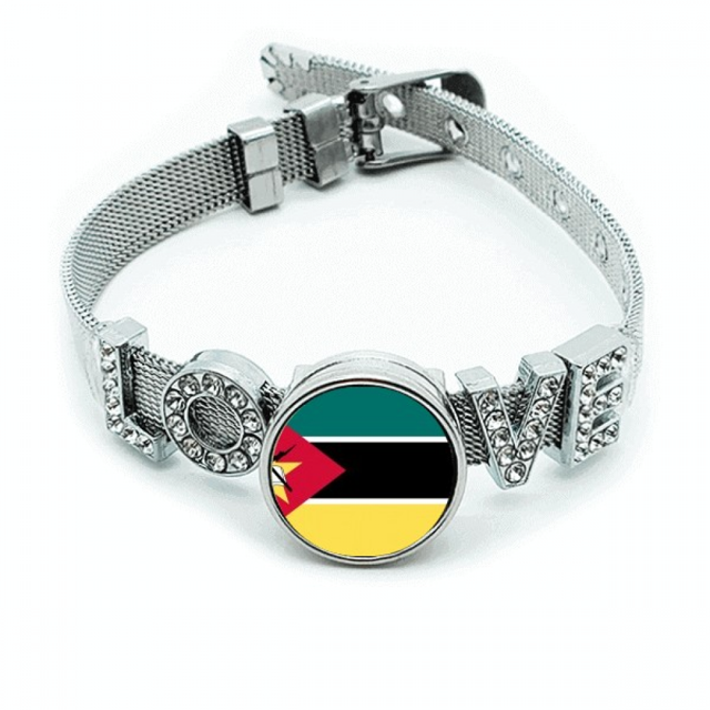 Mozambiquenational África pais bandera Pulsera pulsera pulsera de cristal amor pulsera ajustable