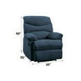 thumbnail image 5 of Blue Fabric Motion Chair - Comfortable Experience. Sophisticated Look. Assembly Required. 3-inch Wall . Tight Seat & Back Cushions. Pillow Arms. Effortless Reclining Latch. 35" D X W 40" H, 69 Lb., 5 of 6