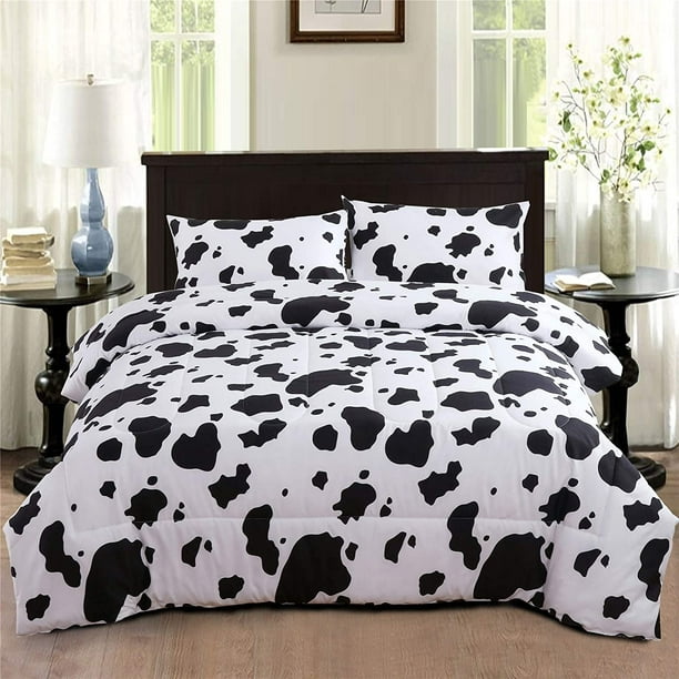 Hyjoy Cow Print Bedding Comforter Set, Cow Print Duvet Cover Queen