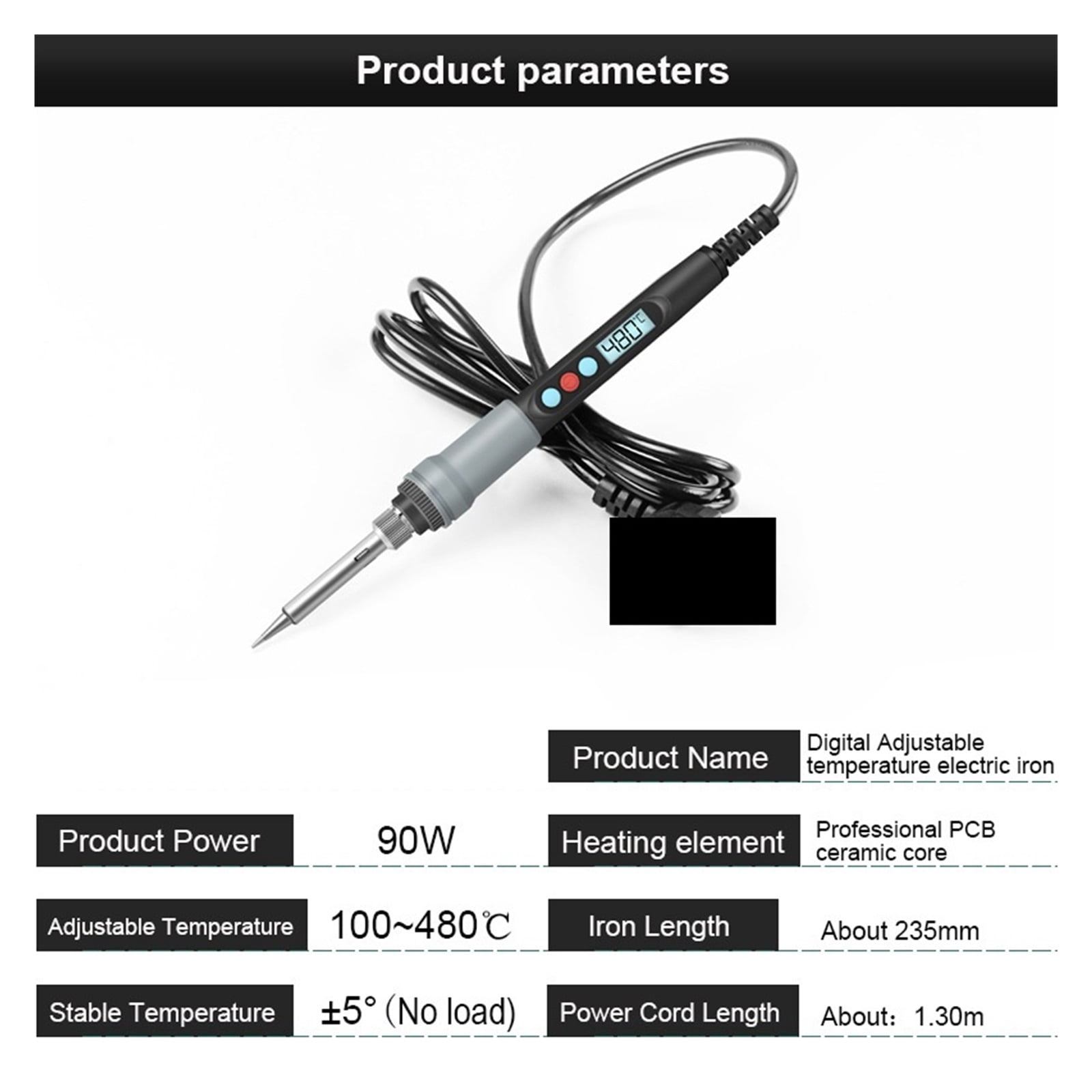 90W Electric Soldering Iron Adjustable Temperature Digital LED Display Electronic Welding Repair Tools Solder Tin Iron Tips ,Internally Heated