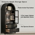 thumbnail image 4 of Harper & Bright Designs Arched Kitchen Pantry Cabinet with Glass Door and Shelves, Tall Farmhouse Kitchen Storage Cabinet with 2 Large Drawer and Versatile Cupboard, 71", Black, 4 of 18