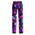 thumbnail image 5 of Haunted House & Witch Hat Halloween Pajama Pants for Women, Adjustable Drawstring Lounge Bottoms with Spooky Icon Print, Soft Polyester Sleep Trousers, 1 Pair Red XL, 5 of 5