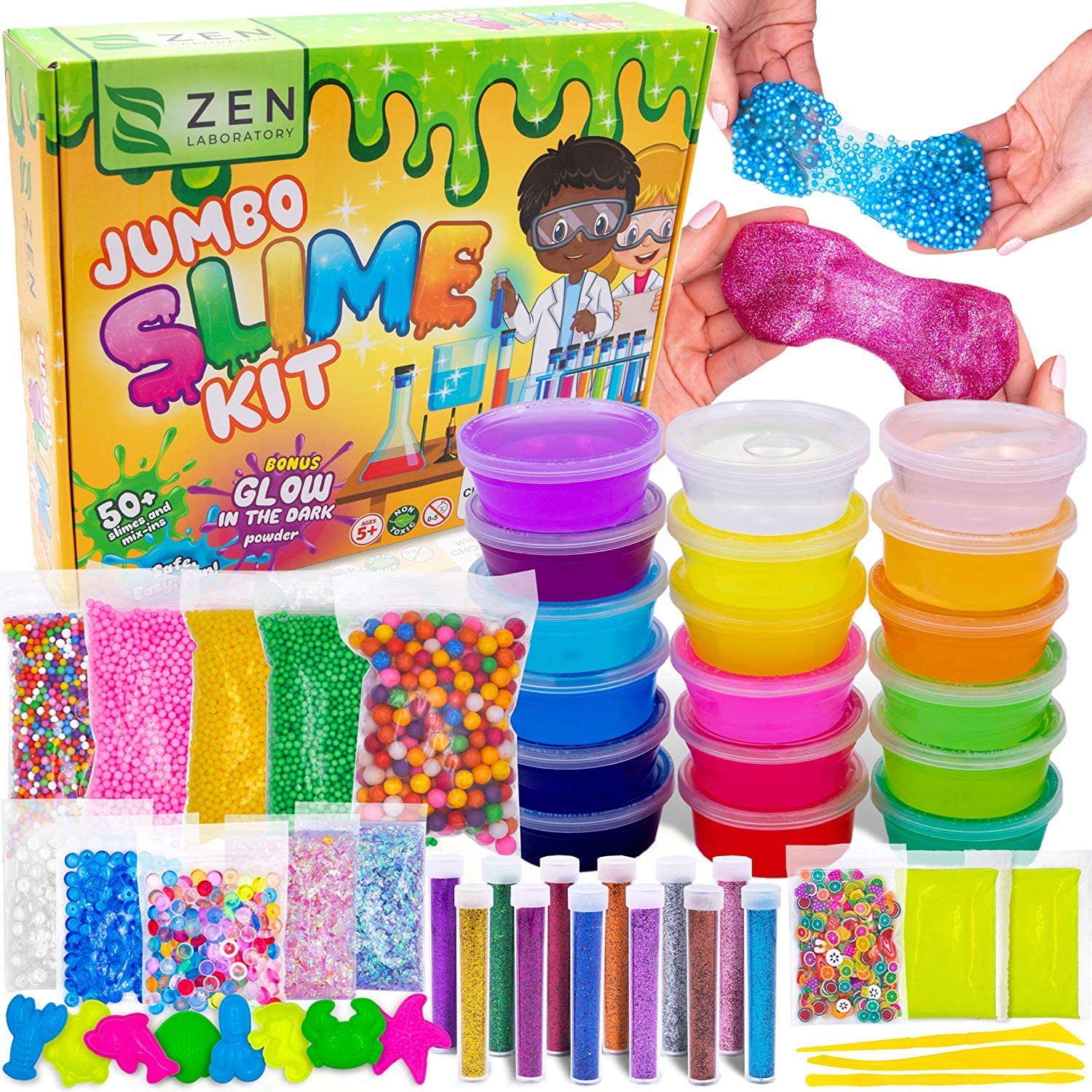 DIY Slime Kit Toy for Kids Girls Boys Ages 5-12, Glow in The Dark Glitter  Slime Making Kit - Slime Supplies w/ Foam Beads Balls, 18 Mystery Box