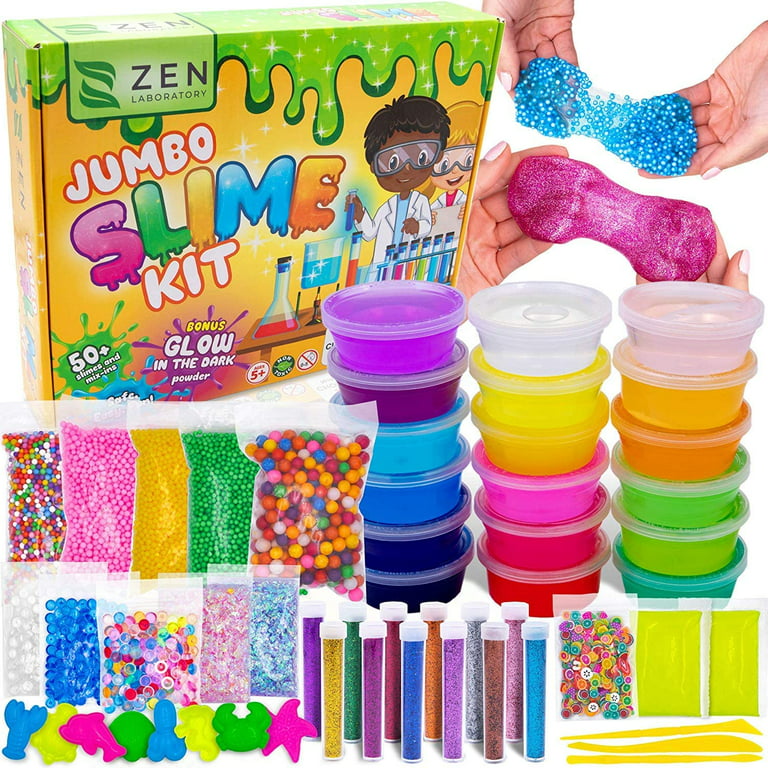 DIY Slime Kit Toy for Kids Girls Boys Ages 5-12, Glow in The Dark Glitter  Slime Making Kit - Slime Supplies w/ Foam Beads Balls, 18 Mystery Box