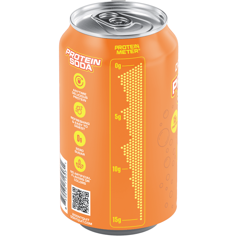 DON'T QUIT Protein Soda Orange, 15g Protein, 12oz, Case of 12