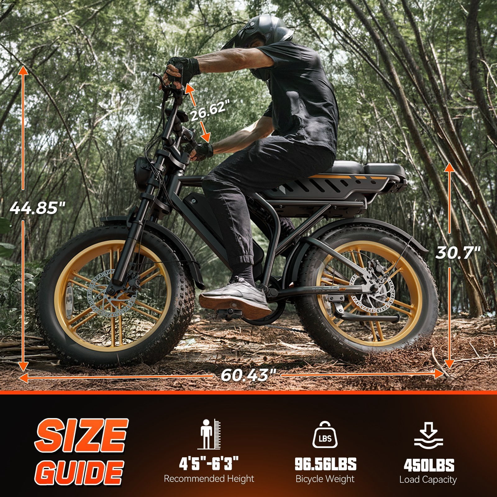 TST Electric Bike for Adults, 48V/15AH Battery, 750W Peak 1500W Motor, 20"x4" Fat Tire, E Mountain Bike, UL2849