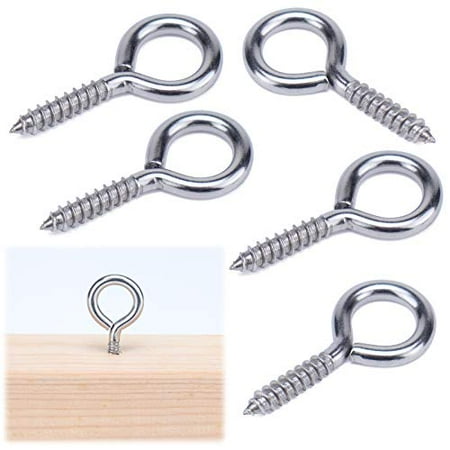 

Muzata T316 Stainless Steel Eye Shape Screws Heavy Duty Screw Eyes for Metal Hook Wood Terminal Ring Eyelet Hooks Hammock Stand Self Tapping Screws M6 Eye Bolt 20Pack CN24 HN2