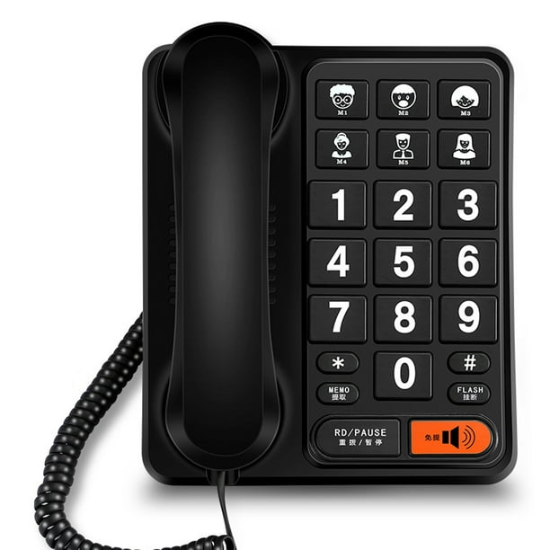 Wosthever Teléfono fijo con cable de fácil marcación para personas mayores. Tono de llamada fuerte y botones grandes. Teléfono fijo para Electrodomésticos