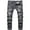 Charcoal, variant on Men Casual Jeans, Solid Color Long Trousers with Broken Holes, S-XXXL