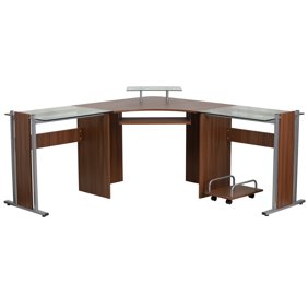 L shaped, corner desk, gaming computer desks, hampton's decor, small black corner desk, bestar. bestar hampton workstation l shaped tuscany brown