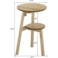 thumbnail image 2 of Round End Table for Small Spaces, Narrow Side Table, Accent Table Night Stand with 2 Tier Shelf for Bedroom and Living Room, Natural, 2 of 16