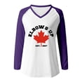 thumbnail image 3 of MHFRRA Camiseta de Manga Larga con Cuello En V y Estampado de La Bandera de Canadá para Mujer Púrpura, 3 of 4