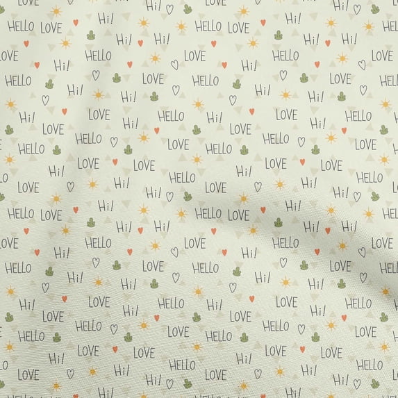 oneOone Cotton Cambric Light Yellow Fabric Text Fabric For Sewing Printed Craft Fabric By The Yard 56 Inch Wide