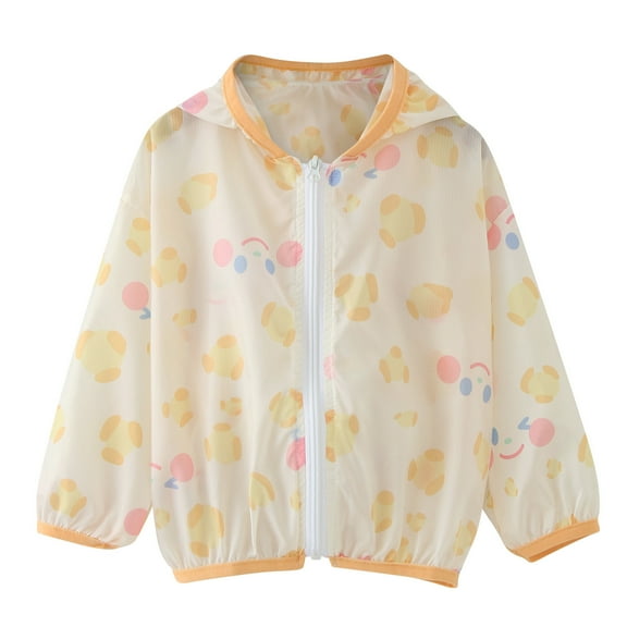Lkhaha 2025 Girls Jacket Cute Cartoon Print Sunscreen Zipper Long Sleeve Hooded Jackets Size 12-18 Months