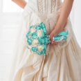 thumbnail image 4 of Royal Bridal Bouquet Handmade with Satin Roses & Pearls - Wedding Bouquet Holder for Bride and Bridesmaids, Rhinestone Wedding Flower Arrangements in Ivory White, 4 of 6