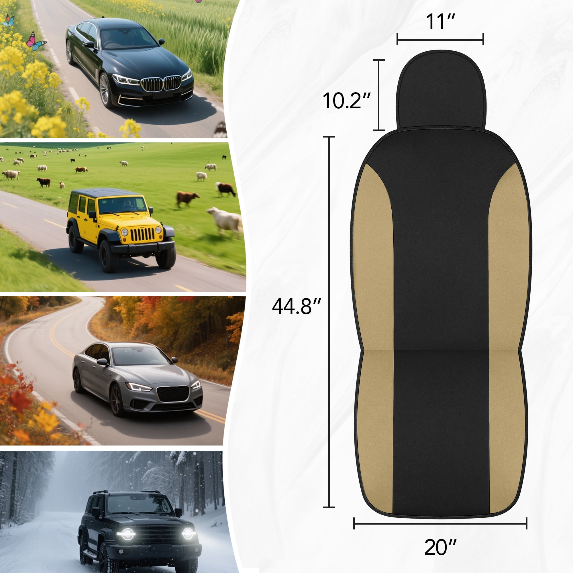 Road Comforts PolyPro Car Seat Covers– Front Seat Covers, Easy to Install, Universal Fit for Trucks Van SUV - Beige
