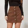 thumbnail image 2 of Clearance 2025! ZVNAΖH Women's Corduroy Mini Skirt Summer Casual Button Front A-line Skirts with Pockets, 2 of 9