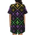 thumbnail image 3 of Rocae Mardi Gra Geometric for Two Piece Sleepwear Pajamas Sets for Women Soft Short-Sleeved Pjs with Lounge Shorts Medium, 3 of 9