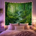 thumbnail image 2 of Floral Garden Verdant with Forest Around Cascading Waterfall, Mystical Fantasy for Space Lovers, Galaxy Room Decor, Mother'S Day Gift, Tapestry Wall Hanging for Bedroom and Dorm, 2 of 7