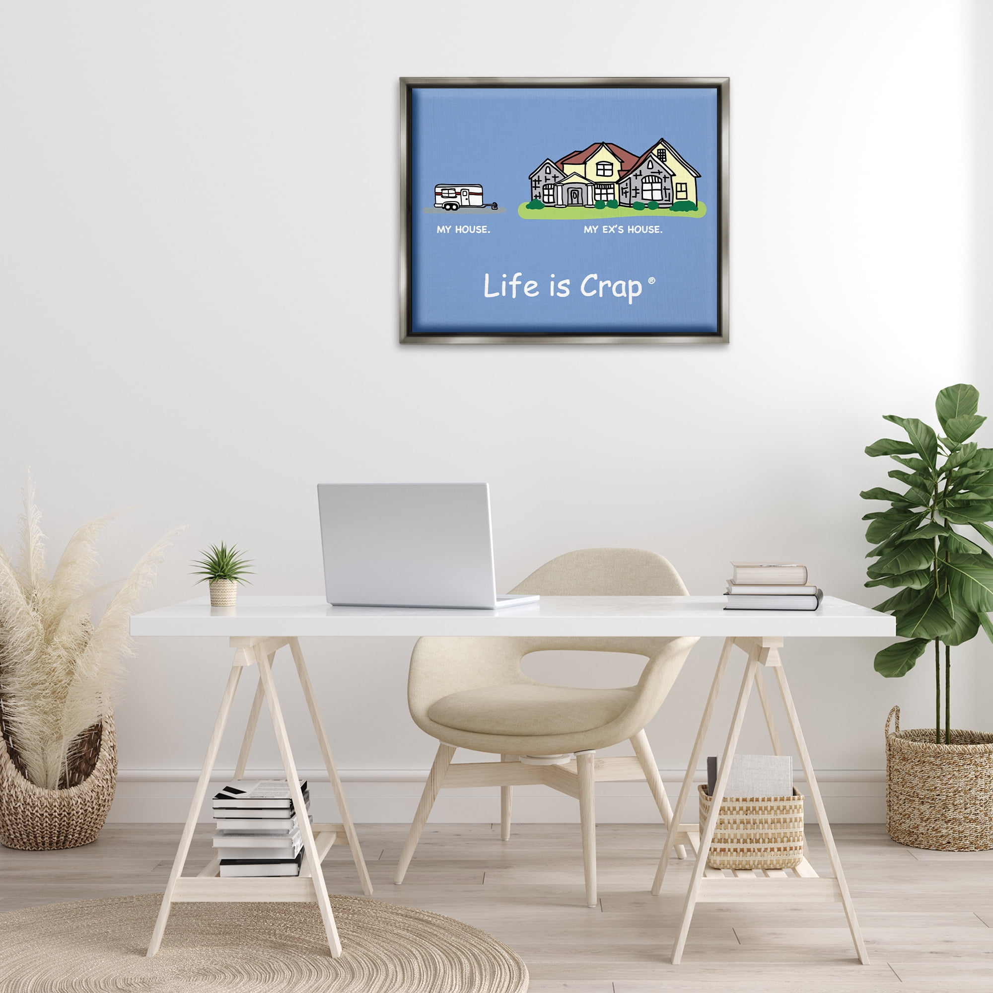 Stupell Industries Funny My House Novelty & Humor Painting Gray Floater Framed Canvas Art Print Wall Art, 31 x 25
