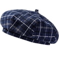 thumbnail image 2 of Women's Plaid Beret Hat, Wool Blend Vintage England Retro Painter Cap, Tartan Artist Hat for Daily Casual Wear, School, and Fashion Gift Navy, 2 of 6