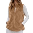 thumbnail image 2 of Vixolx Womens Cropped Reversible Sherpa Fleece Vest Warm Stand Collar Full Zip Fuzzy Sleeveless Jacket Fall Winter Outerwear with Pockets, 2 of 8