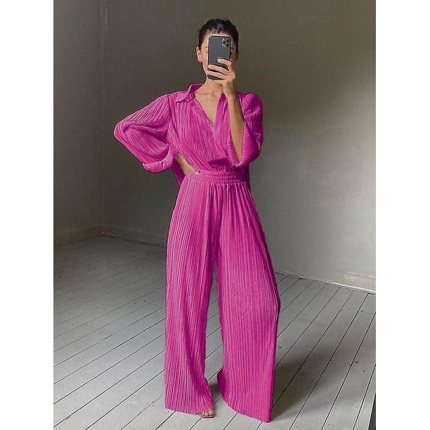 Mnealways18, pantalones de pierna ancha plisados Beige, pantalones de mujer, moda 2022, pantalones holgados informales, pantalones largos elegantes para mujer de oficina ZefeiWu 8390611253523