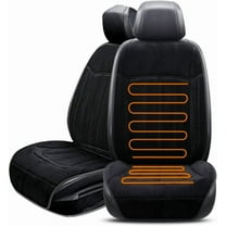 Heated Car Seat Cushion, Seat Cushion Warmer for Full Back and Seat, Velour Seat Car Cushion Heater Front Chair Pad, Seat Cushion for Car Seat Driver 1 Pack (Black)