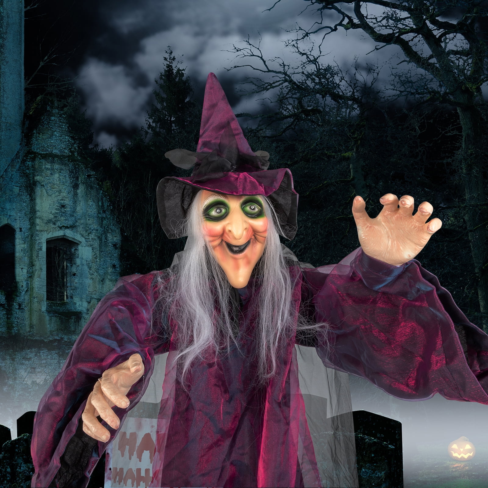 Astoutdoor 71 in Life Size Hanging Witch Talking Halloween Decoration