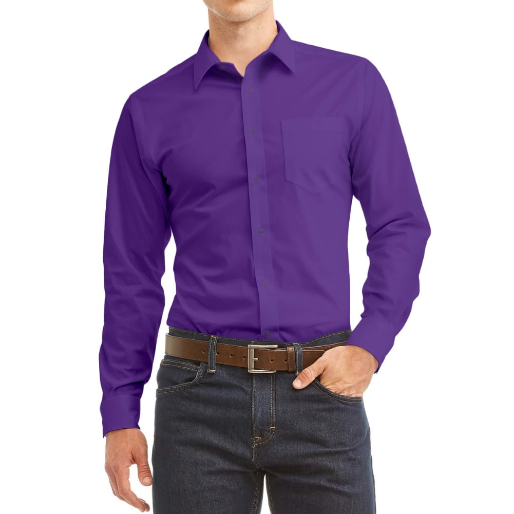 Mavezzano Modern Slim-Fit Long Sleeve Purple Dress Shirt main image 1