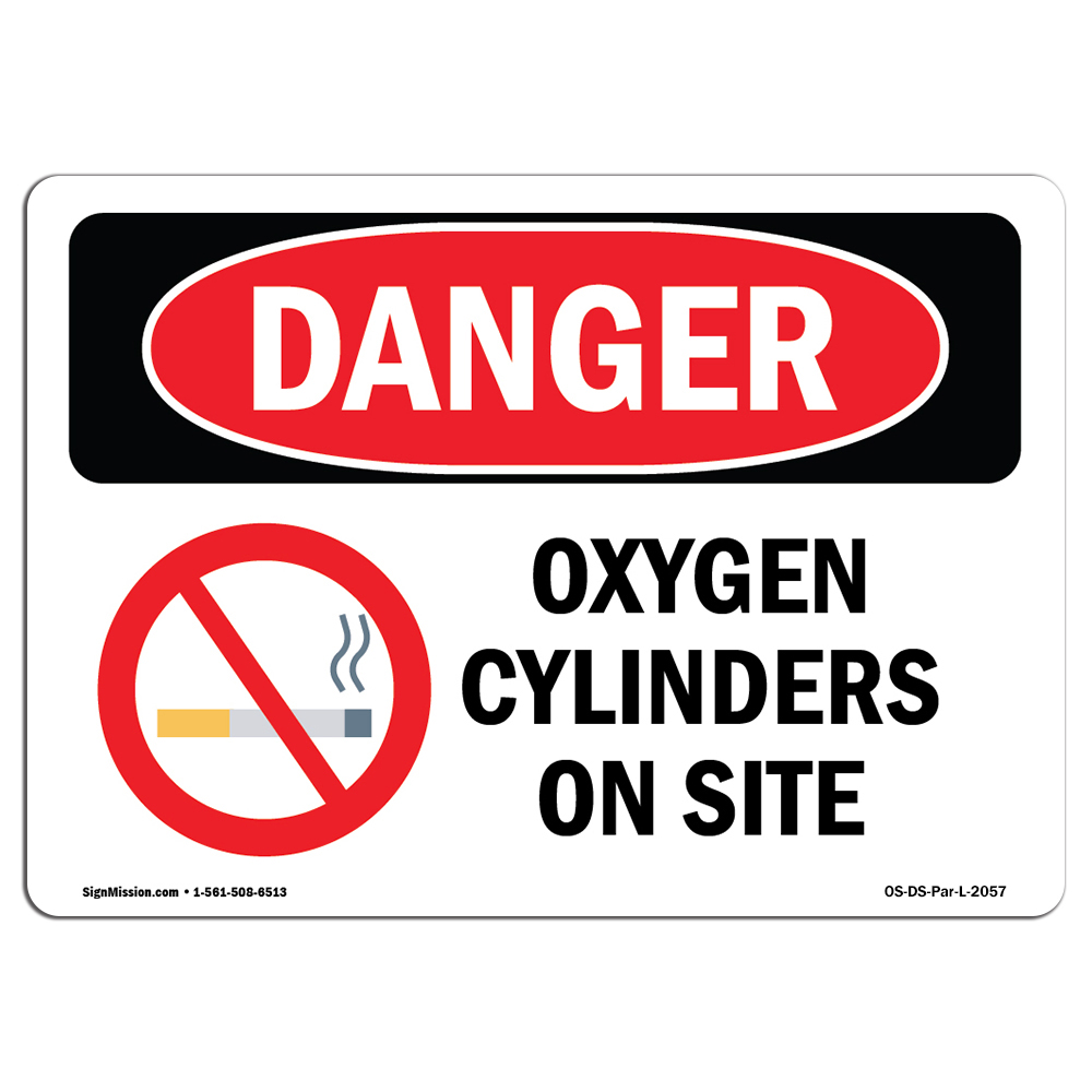 OSHA Danger Sign - Oxygen Cylinders On Site | Choose From: Aluminum ...