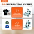 thumbnail image 2 of VEVOR Heat Press Machine, 12 x 15 inch, 2 in 1 Heat Transfer Machine with Hat Press, 360° Swing Away T-Shirt Pressing Machine, Digital Precise Control, Fast Even Heating for T-Shirts/Hats/Caps, Green, 2 of 9