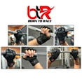 thumbnail image 2 of Weight Lifting Gloves Cowhide Leather Fingerless Padded Long Wrist Support Gym Exercise Powerlifting Gloves Unisex Design Black-L, 2 of 8
