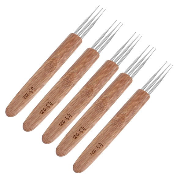 WRISTBIQUE Crochet Hair Knitting Needles Wood 5Pcs 5.5X0.5In