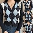 thumbnail image 6 of Women Long Sleeve Button Down Knit Cardigan Vintage Argyle Plaid Sweater Coat, 6 of 14