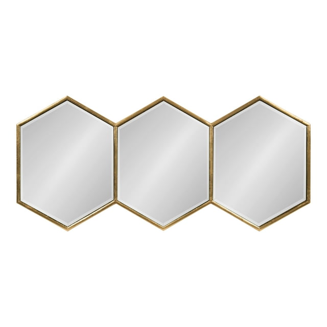 Kate and Laurel Miroir Mural Accent Trio Hexagonal Moderne Glam Royce, 30x14 Or