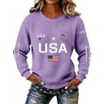 thumbnail image 2 of longantii Shirts for Women Usa 250th Anniversary Crew Neck Sweatshirt Comfy Long Sleeve Flag Graphic Clothing 4th Of July Blouses Purple 3XL, 2 of 4
