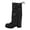 Black, variant on Women's Slouchy Knee High Boots - Black, Pointed Toe, Fold Over, Chunky, Shark Boots