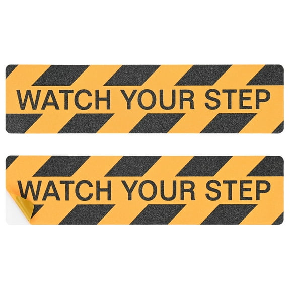 Uxcell 2-Pack WATCH YOUR STEP Floor Decals Stickers 6 x 24 Inch Watch Your Step Sign Warning Sticker Self-Adhesive