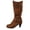 Brown, variant on Beige Women'S Fashionable Knee High Boots Round Toe Buckle Strap Casual Comfortable Versatile Stylish Elegant Fall Winter Trendy Boots 1.2 Lb